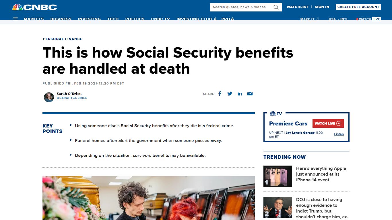 This is how Social Security benefits are handled at death - CNBC